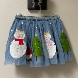 Holiday Tulle Twirly Skirt with Appliqué Details - Winter Theme